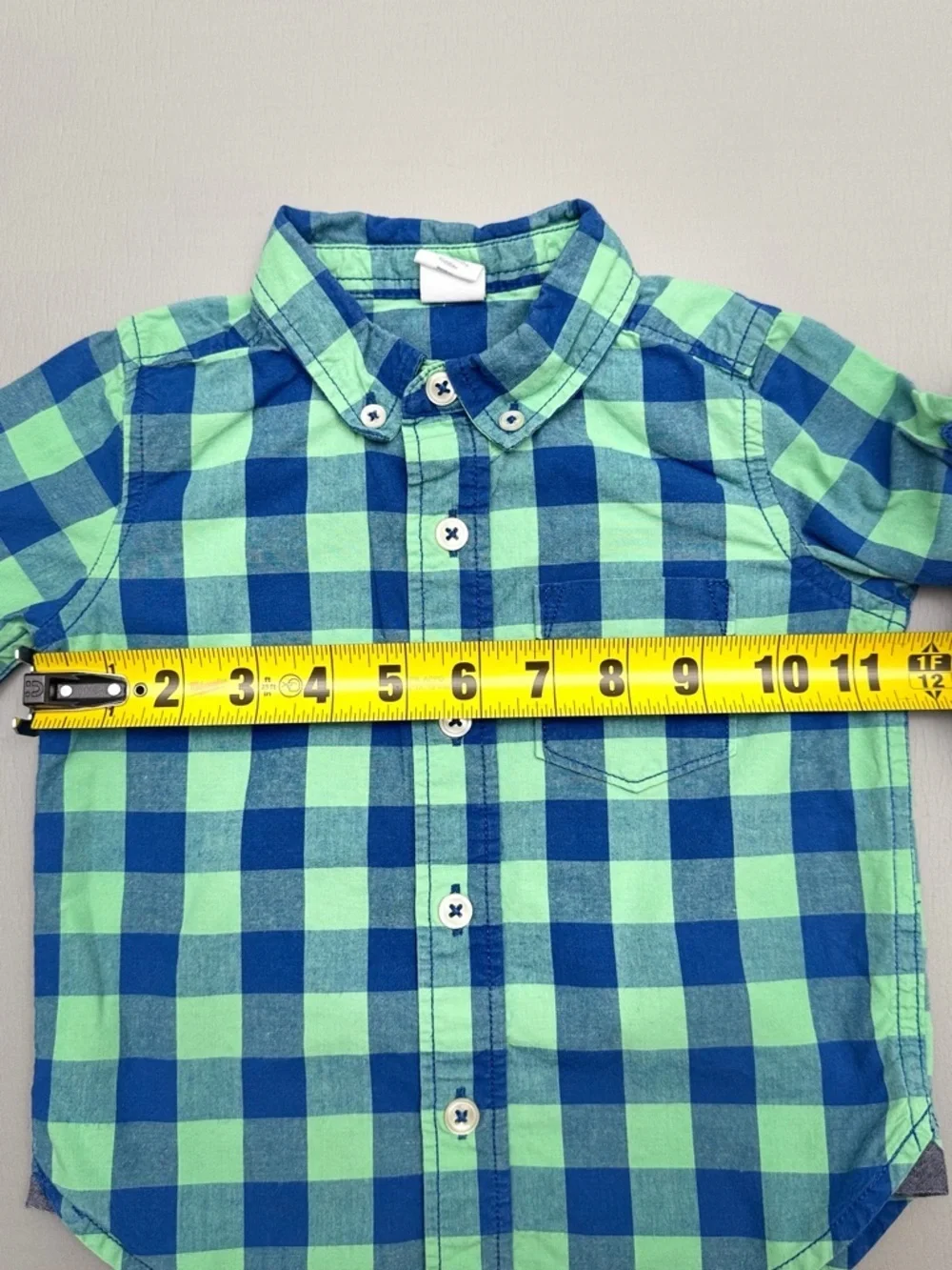 GAP Kids Blue and Green Checkered Button-Down Shirt